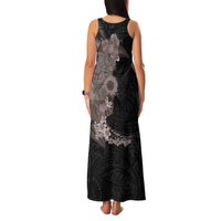 Hawaiian Tropical Plants and Chameleon Family Matching Tank Maxi Dress and Hawaiian Shirt Polynesian Art Grayscale LT03 - Polynesian Pride