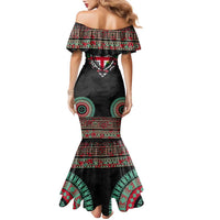 Fiji Coat of Arms Traditional Dashiki Family Matching Mermaid Dress and Hawaiian Shirt Tapa Art and Palm Leaves Pattern Black Color LT03 - Polynesian Pride