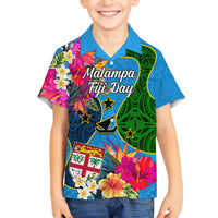 Malampa Fiji Day Kid Hawaiian Shirt Tropical Plants Mix Polynesian and Tapa Pattern LT03 - Polynesian Pride