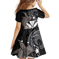 Hawaiian Whale and Kanaka Maoli Symbol Family Matching Mermaid Dress and Hawaiian Shirt Hibiscus with Hawaii Map and Polynesian Tattoo Grayscale Color LT03 - Polynesian Pride