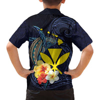 Hawaiian Whale and Kanaka Maoli Symbol Family Matching Puletasi and Hawaiian Shirt Hibiscus with Hawaii Map and Polynesian Tattoo Deep Sea Color LT03 - Polynesian Pride