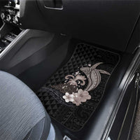 Hawaiian Whale and Volcanic Eruption Car Mats Hibiscus and Kakau Pattern Grayscale Color LT03 - Polynesian Pride