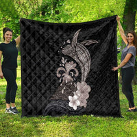 Hawaiian Whale and Volcanic Eruption Quilt Hibiscus and Kakau Pattern Grayscale Color LT03 - Polynesian Pride