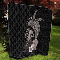 Hawaiian Whale and Volcanic Eruption Quilt Hibiscus and Kakau Pattern Grayscale Color LT03 - Polynesian Pride