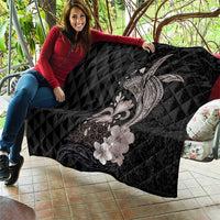 Hawaiian Whale and Volcanic Eruption Quilt Hibiscus and Kakau Pattern Grayscale Color LT03 - Polynesian Pride