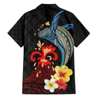 Hawaiian Whale and Volcanic Eruption Family Matching Summer Maxi Dress and Hawaiian Shirt Hibiscus and Kakau Pattern LT03 - Polynesian Pride