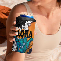 Hawaiian Halloween 4 in 1 Can Cooler Tumbler Horror Shaka Hand with Plumeria and Polynesian Tattoo Autumn Color LT03 - Polynesian Pride