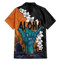 Hawaiian Halloween Family Matching Tank Maxi Dress and Hawaiian Shirt Horror Shaka Hand with Plumeria and Polynesian Tattoo Autumn Color LT03 - Polynesian Pride