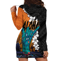 Hawaiian Halloween Hoodie Dress Horror Shaka Hand with Plumeria and Polynesian Tattoo Autumn Color LT03 - Polynesian Pride