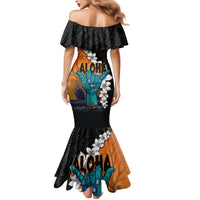 Hawaiian Halloween Mermaid Dress Horror Shaka Hand with Plumeria and Polynesian Tattoo Autumn Color LT03 - Polynesian Pride