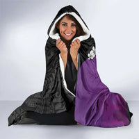Hawaiian Halloween Hooded Blanket Horror Shaka Hand with Plumeria and Polynesian Tattoo Midnight Color
