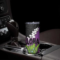Hawaiian Halloween Skinny Tumbler Horror Shaka Hand with Plumeria and Polynesian Tattoo Midnight Color LT03 - Polynesian Pride