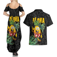 Hawaiian Halloween Couples Matching Summer Maxi Dress and Hawaiian Shirt Aloha Pinapple with Mysterious Hands and Polynesian Tribal Tattoo LT03 - Polynesian Pride