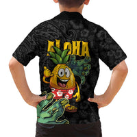 Hawaiian Halloween Family Matching Long Sleeve Bodycon Dress and Hawaiian Shirt Aloha Pinapple with Mysterious Hands and Polynesian Tribal Tattoo LT03 - Polynesian Pride