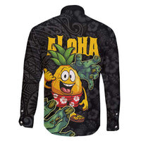 Hawaiian Halloween Family Matching Long Sleeve Bodycon Dress and Hawaiian Shirt Aloha Pinapple with Mysterious Hands and Polynesian Tribal Tattoo LT03 - Polynesian Pride