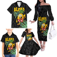 Hawaiian Halloween Family Matching Off The Shoulder Long Sleeve Dress and Hawaiian Shirt Aloha Pinapple with Mysterious Hands and Polynesian Tribal Tattoo LT03 - Polynesian Pride