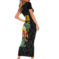 Hawaiian Halloween Family Matching Short Sleeve Bodycon Dress and Hawaiian Shirt Aloha Pinapple with Mysterious Hands and Polynesian Tribal Tattoo LT03 - Polynesian Pride