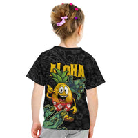 Hawaiian Halloween Kid T Shirt Aloha Pinapple with Mysterious Hands and Polynesian Tribal Tattoo
