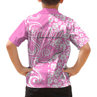 Hawaii Kauai Island Family Matching Summer Maxi Dress and Hawaiian Shirt Hibiscus Pattern Seamless Tribal Simple Pink LT03 - Polynesian Pride