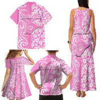 Custom Hawaii Kauai Island Family Matching Tank Maxi Dress and Hawaiian Shirt Hibiscus Pattern Seamless Tribal Simple Pink LT03 - Polynesian Pride