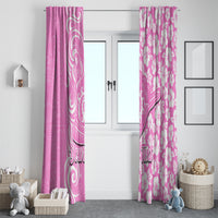 Custom Hawaii Kauai Island Window Curtain Hibiscus Pattern Seamless Tribal Simple Pink LT03 - Polynesian Pride