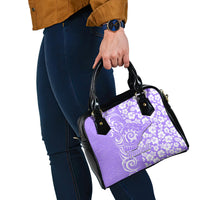 Hawaii Kauai Island Shoulder Handbag Hibiscus Pattern Seamless Tribal Simple Purple LT03 - Polynesian Pride