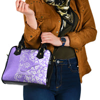 Custom Hawaii Kauai Island Shoulder Handbag Hibiscus Pattern Seamless Tribal Simple Purple LT03 - Polynesian Pride