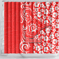 Hawaii Kauai Island Shower Curtain Hibiscus Pattern Seamless Tribal Simple Red LT03 - Polynesian Pride