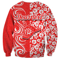 Custom Hawaii Kauai Island Sweatshirt Hibiscus Pattern Seamless Tribal Simple Red LT03 - Polynesian Pride