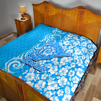 Hawaii Kauai Island Quilt Hibiscus Pattern Seamless Tribal Simple Blue LT03 - Polynesian Pride