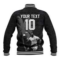 Custom Fiji Rugby Pacific Champions 2024 Baseball Jacket Anniversary 7 Titles - Fijians Rugby and Tapa Hibiscus Black Art