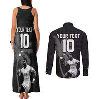 Custom Fiji Rugby Pacific Champions 2024 Couples Matching Tank Maxi Dress and Long Sleeve Button Shirt Anniversary 7 Titles - Fijians Rugby and Tapa Hibiscus Black Art LT03 - Polynesian Pride