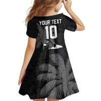 Custom Fiji Rugby Pacific Champions 2024 Family Matching Off The Shoulder Long Sleeve Dress and Hawaiian Shirt Anniversary 7 Titles - Fijians Rugby and Tapa Hibiscus Black Art LT03 - Polynesian Pride