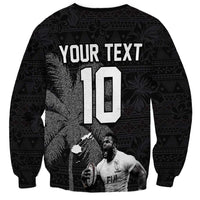 Custom Fiji Rugby Pacific Champions 2024 Sweatshirt Anniversary 7 Titles - Fijians Rugby and Tapa Hibiscus Black Art LT03 - Polynesian Pride