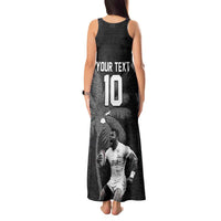Custom Fiji Rugby Pacific Champions 2024 Tank Maxi Dress Anniversary 7 Titles - Fijians Rugby and Tapa Hibiscus Black Art LT03 - Polynesian Pride