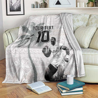 Custom Fiji Rugby Pacific Champions 2024 Blanket Anniversary 7 Titles - Fijians Rugby and Tapa Hibiscus White Art LT03 White - Polynesian Pride