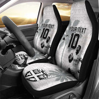 Custom Fiji Rugby Pacific Champions 2024 Car Seat Cover Anniversary 7 Titles - Fijians Rugby and Tapa Hibiscus White Art LT03 - Polynesian Pride