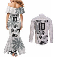 Custom Fiji Rugby Pacific Champions 2024 Couples Matching Mermaid Dress and Long Sleeve Button Shirt Anniversary 7 Titles - Fijians Rugby and Tapa Hibiscus White Art LT03 - Polynesian Pride