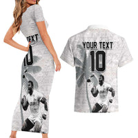 Custom Fiji Rugby Pacific Champions 2024 Couples Matching Short Sleeve Bodycon Dress and Hawaiian Shirt Anniversary 7 Titles - Fijians Rugby and Tapa Hibiscus White Art LT03 - Polynesian Pride