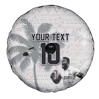 Custom Fiji Rugby Pacific Champions 2024 Spare Tire Cover Anniversary 7 Titles - Fijians Rugby and Tapa Hibiscus White Art LT03 - Polynesian Pride