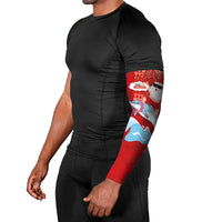 Hawaiian Mele Kalikimaka Arm Sleeves Funny Santa Riding Lei Dolphin with Kakau Tattoos - Polynesian Pride