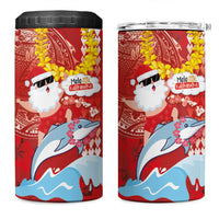 Hawaiian Mele Kalikimaka 4 in 1 Can Cooler Tumbler Funny Santa Riding Lei Dolphin with Kakau Tattoos LT03 One Size: 16 oz Red - Polynesian Pride