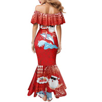 Hawaiian Mele Kalikimaka Family Matching Mermaid Dress and Hawaiian Shirt Funny Santa Riding Lei Dolphin with Kakau Tattoos LT03 - Polynesian Pride
