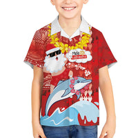 Hawaiian Mele Kalikimaka Hawaiian Shirt Funny Santa Riding Lei Dolphin with Kakau Tattoos - Polynesian Pride