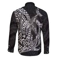 Hawaiian Whales Polynesian Art Motifs Family Matching Mermaid Dress and Hawaiian Shirt Black Color LT03 - Polynesian Pride