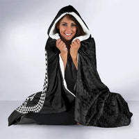 Hawaiian Whales Polynesian Art Motifs Hooded Blanket Black Color - Polynesian Pride