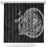Hawaiian Whales Polynesian Art Motifs Shower Curtain Black Color LT03 Black - Polynesian Pride