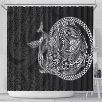 Hawaiian Whales Polynesian Art Motifs Shower Curtain Black Color LT03 - Polynesian Pride