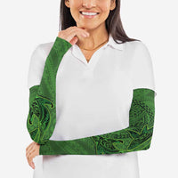 Hawaiian Whales Polynesian Art Motifs Arm Sleeves Green Color - Polynesian Pride