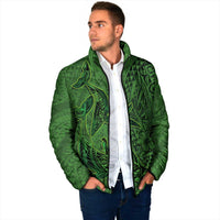 Hawaiian Whales Polynesian Art Motifs Padded Jacket Green Color - Polynesian Pride